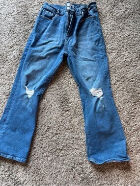 LOFT Blue Ripped Flare Jeans